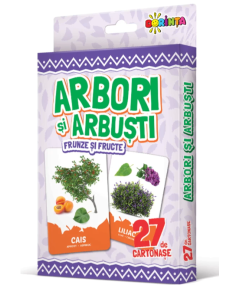 27 de cartonașe. Arbori și arbuști, frunze și fructe