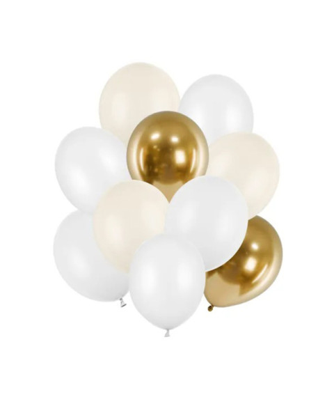 Set baloane latex 27-30 cm (12"), alb, 10 bucăți