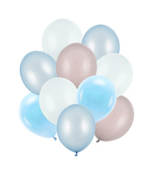 Set baloane latex 27-30 cm (12"), mix albastru, 10 bucăți