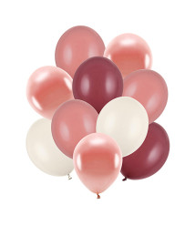 Set de baloane 27 cm / 30 cm (12), Mix roz, 10 bucăți