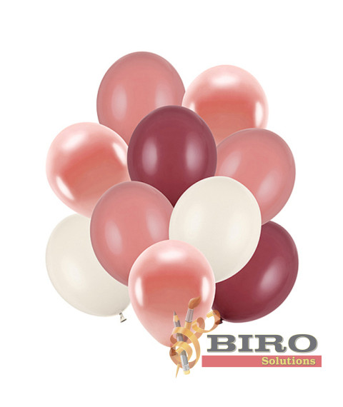 Set de baloane 27 cm / 30 cm (12), Mix roz, 10 bucăți