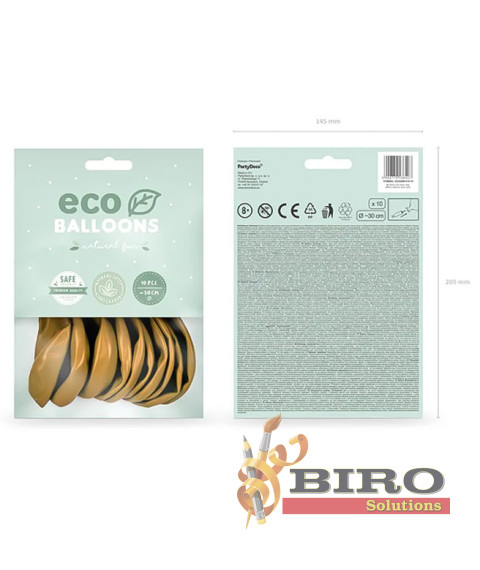 Set baloane 30 cm (12"), ECO metalic auriu, 10 bucăți