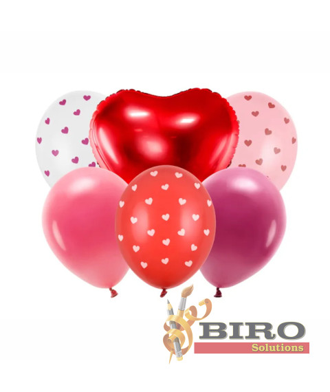 Set de baloane Be My Valentine, 50 cm, 6 bucăți, PartyDeco