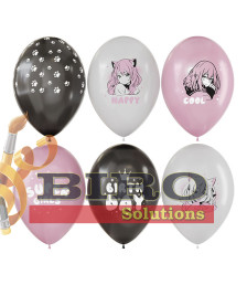 Set baloane latex 30 cm, MESHU "Anime Party", pastel, mix, 12 bucăți