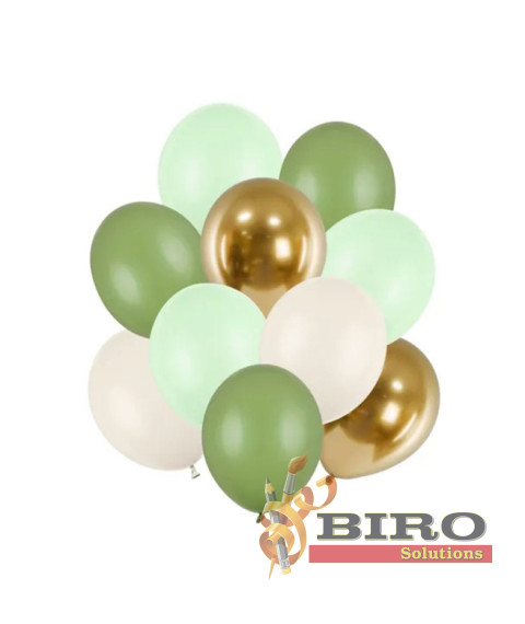 Set baloane latex 27-30 cm (12"), mix verde, 10 bucăți