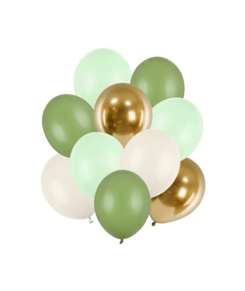 Set baloane latex 27-30 cm (12"), mix verde, 10 bucăți