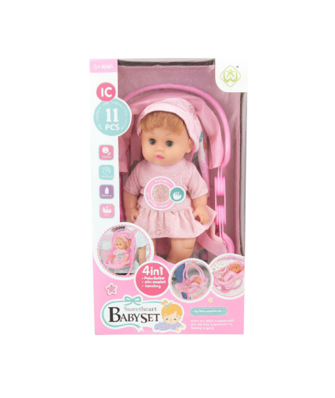 Păpușa-bebeluș cu accesorii, 29 cm, cod 942074