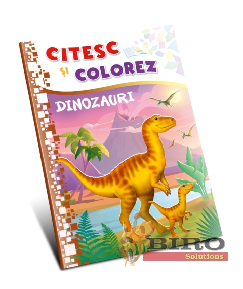Citesc și colorez (pe silabe). Dinozauri