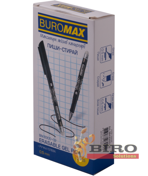 Pix gel cu radiera 0.5 mm BUROMAX,negru