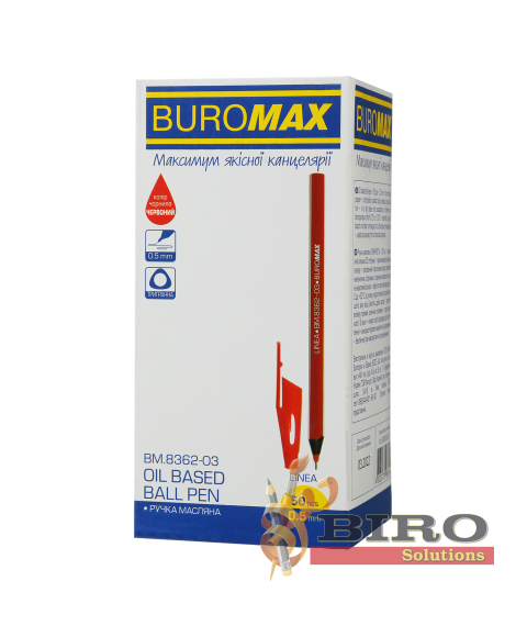 Pix cu ulei, LINEA, 0,5 mm, corp triunghiular Buromax,rosu