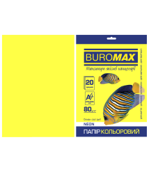 Hârtie color A4 80 g Buromax NEON galbenă, 20 file