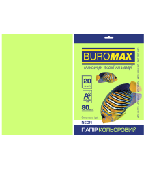 Hârtie color A4 80 g Buromax NEON verde, 20 file