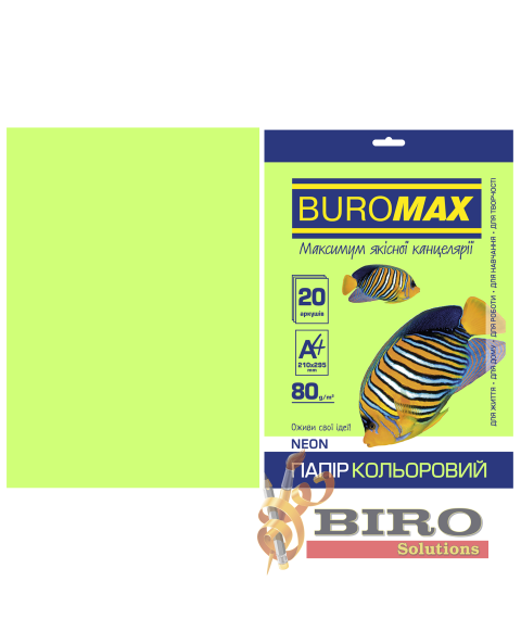 Hârtie color A4 80 g Buromax NEON verde, 20 file