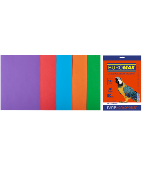 Hârtie color Buromax A4, 80 g/m², 5 culori intensive, 50 file