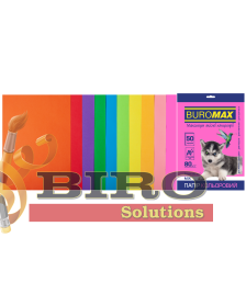 Hârtie color Buromax NEON + INTENSIVE, 10 culori, 50 foi, 80 g/m²