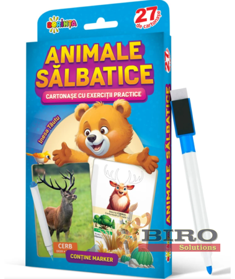 27 de cartonașe. Scrie și șterge. Animale sălbatice: cartonaşe cu exerciţii practice