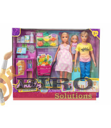 Familie de 3 păpuși cu set „Supermarket”, cod 962050