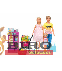 Familie de 3 păpuși cu set „Supermarket”, cod 962050