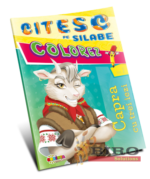 Citesc pe silabe. Colorez. Capra cu trei iezi (Vol. 1)
