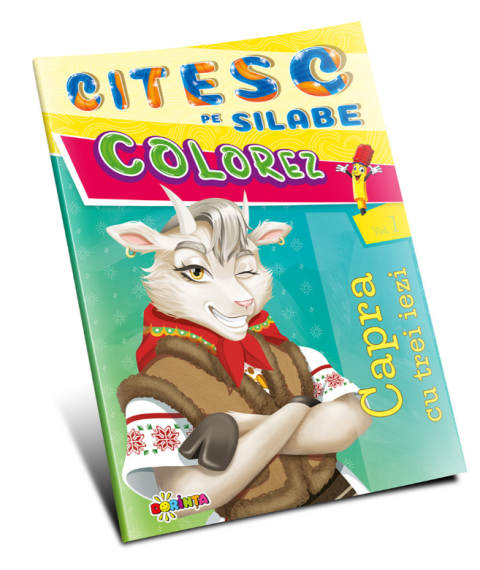Citesc pe silabe. Colorez. Capra cu trei iezi (Vol. 1)