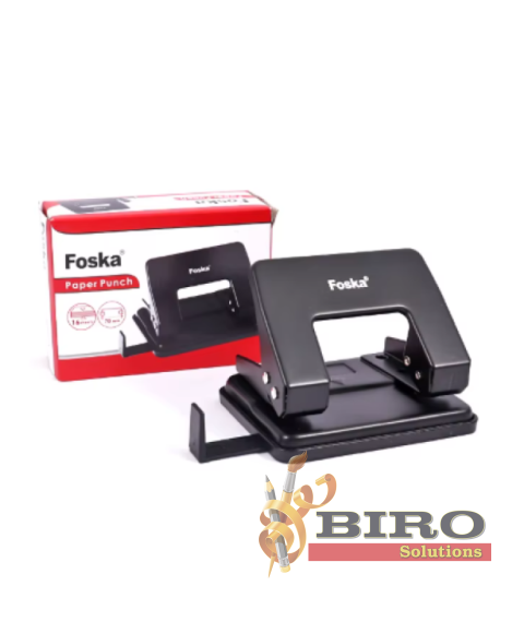 Perforator metalic de birou, 2 găuri, 16 coli, negru, Foska PP8618