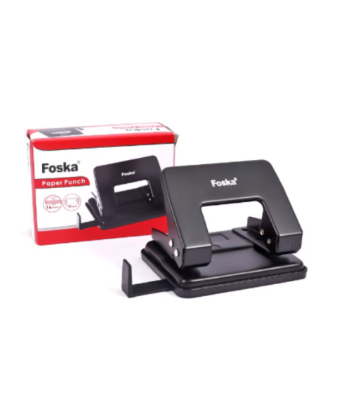 Perforator metalic de birou, 2 găuri, 16 coli, negru, Foska PP8618