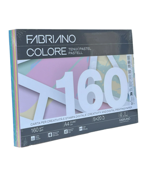 Hârtie FABRIANO Colore A4, 160 g/m², 100 foi, mix pastel