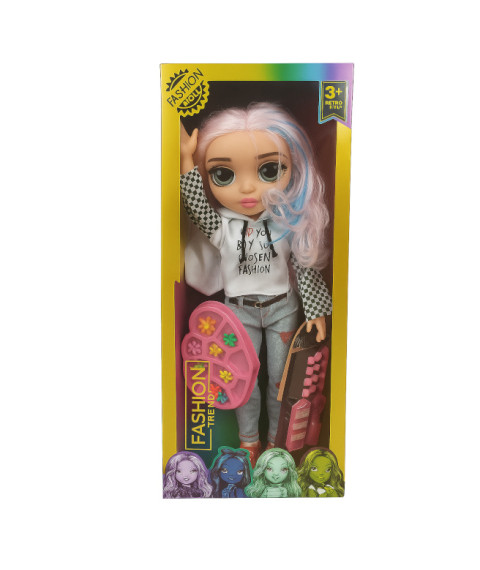 Păpușa cu păr roz, cu lumină și sunet, cod 932070