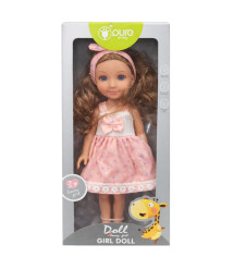 Păpușă Pure Baby de 14", rochie roz cu fundă, cod 962095