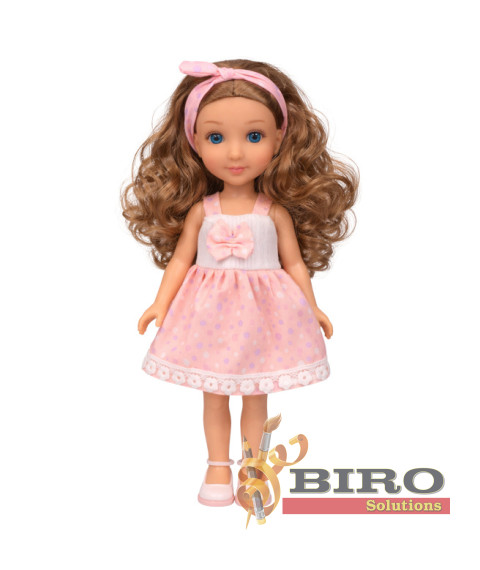 Păpușă Pure Baby de 14", rochie roz cu fundă, cod 962095