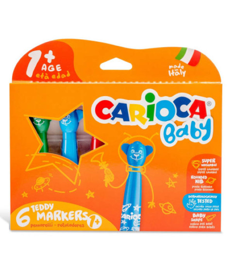 Set carioci Carioca "Baby Teddy", 6 culori