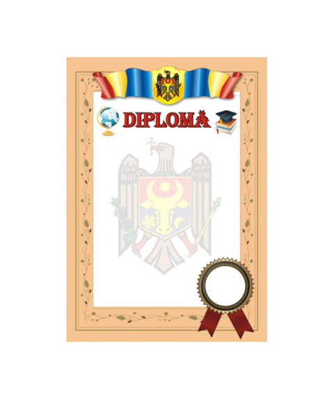 Diploma de onoare N19 (stema, drapel, rama bej)