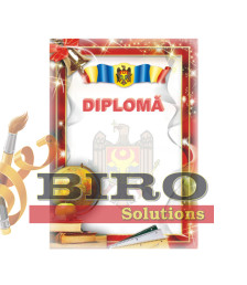 Diplomă de onoare N5 (stema, glob, ramă roșie)