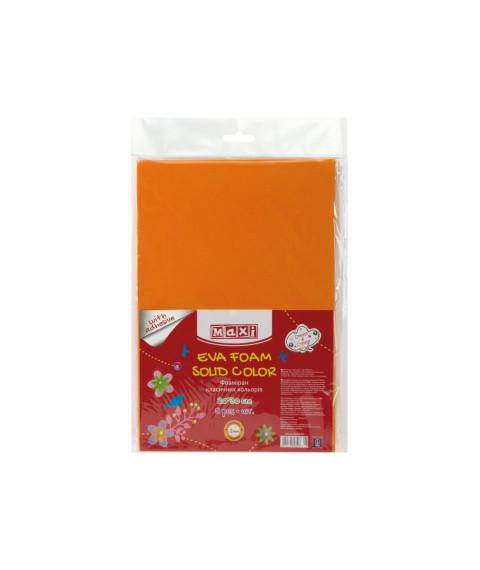 Hirtie gumata autoadeziva (Foamiran) 20x30cm 2mm orange,set din 5 bucăți
