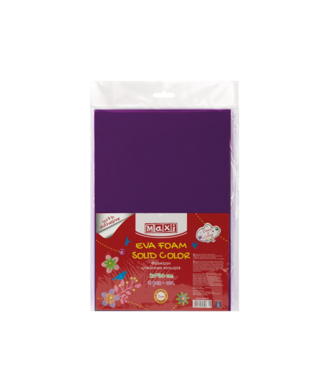 Hirtie gumata autoadeziva (Foamiran) 20x30cm 2mm violet, set din 5 bucăți