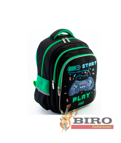 Ghiozdan ortopedic 15 Negru-verde (38,5x27x18cm ) MX86257