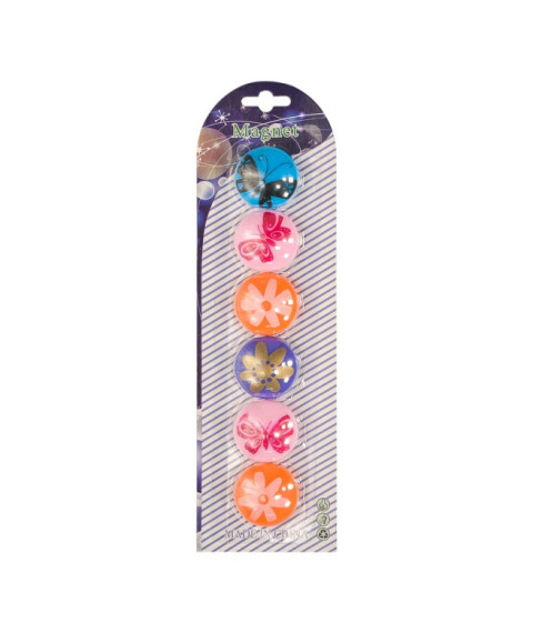 Set de magneți rotunzi, 6 buc.,30 mm colorați