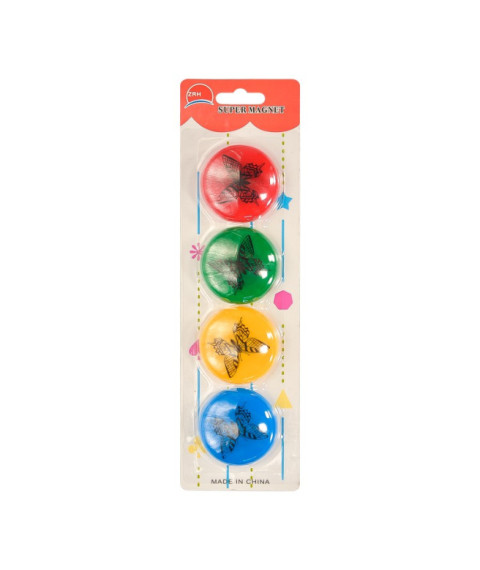 Set de magneti rotunzi (d=40mm, 4buc, fluturasi, p/u tabla)