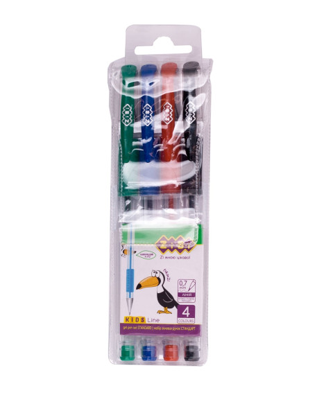 Set de pixuri cu gel, 4 culori, KIDS Line