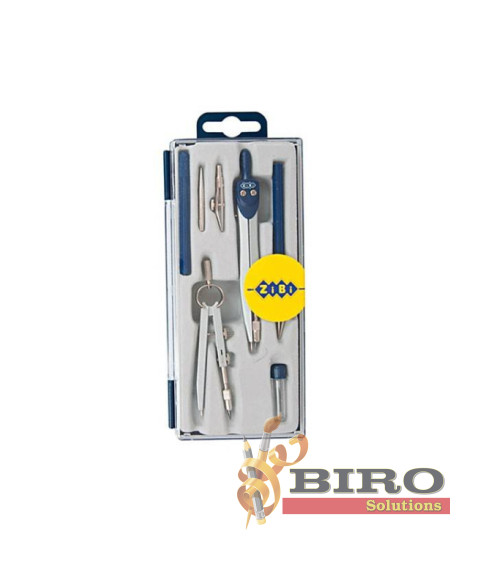 Set compas ZI-BI, Basis 7 elemente in boxa din plastic, albastru art.ZB.5306BS-03