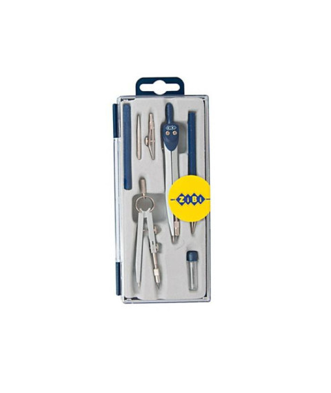 Set compas ZI-BI, Basis 7 elemente in boxa din plastic, albastru art.ZB.5306BS-03 Set compas ZI-BI, Basis 7 elemente in boxa din plastic, albastru art.ZB.5306BS-03