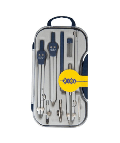Set Compas Zi-Bi COLLEGE 9 elemente, albastru, KIDS Line