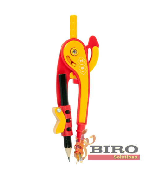 Compas din plastic cu scară în blister, roșu-portocaliu, SMART Line