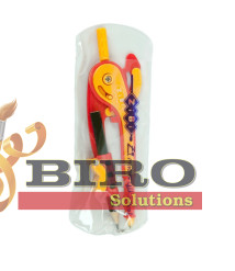 Compas din plastic cu scară în blister, roșu-portocaliu, SMART Line