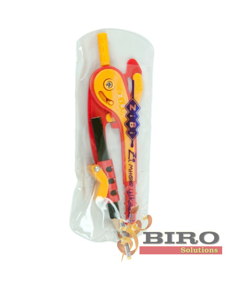 Compas din plastic cu scară în blister, roșu-portocaliu, SMART Line