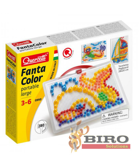 QC Mozaic Fanta Color Quercetti, 280 el., portativa, mare, mix marimi, 53564