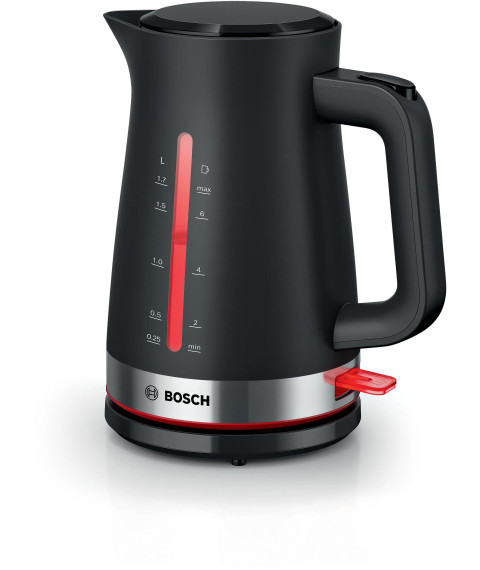 Fierbător de apă Bosch TWK4M223, 1.7L, 2400W, negru/argintiu 