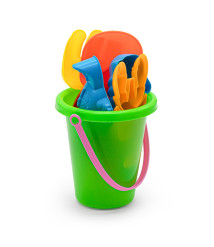 Set pentru nisip, galetușă + 7 piese verde, cod 472003