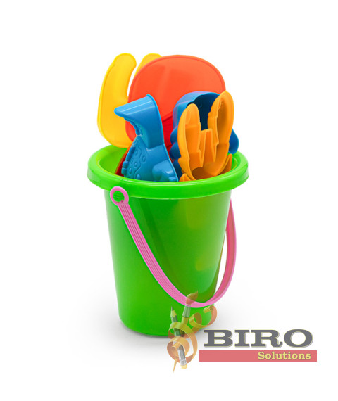 Set pentru nisip, galetușă + 7 piese verde, cod 472003