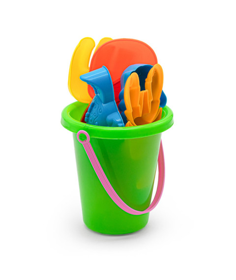 Set pentru nisip, galetușă + 7 piese verde, cod 472003